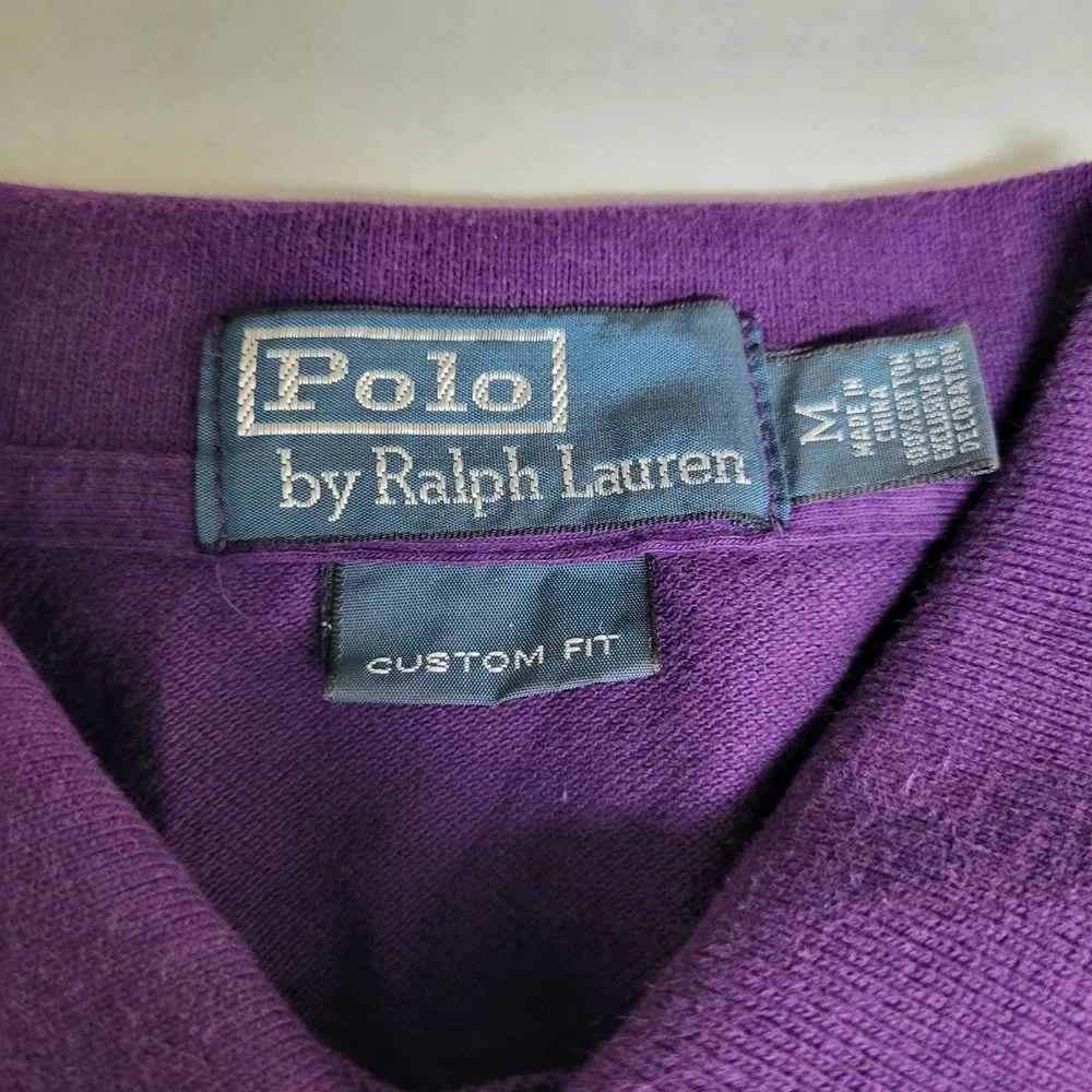 Polo Ralph Lauren M Custom Fit‎ Purple Short Sleeve Polo Shirt Orange Pony Logo